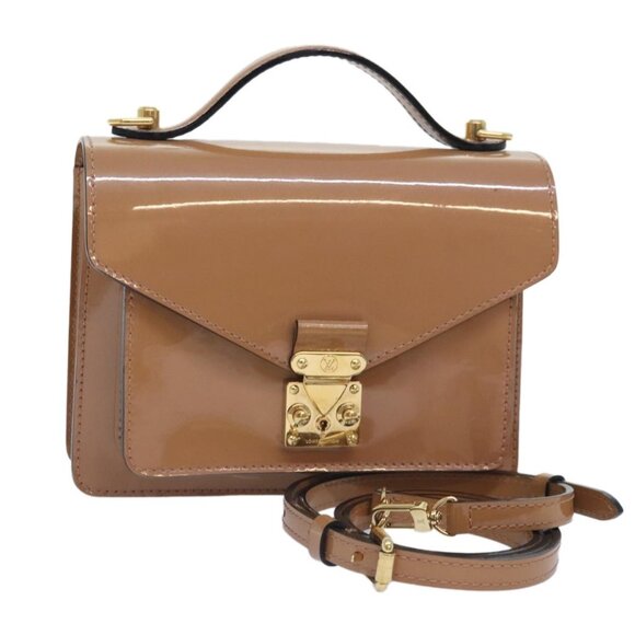 LOUIS VUITTON Vernis Monceau BB Hand Bag 2way Rose Velours LV Auth - Picture 1 of 16